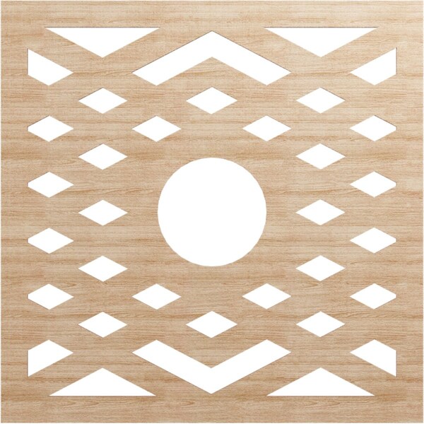 Ekena Millwork Chevron Wood Fretwork Pierced Ceiling Medallion, Alder, 34"OD x 8 3/4"ID x 1/4"T CMWP34X34X0250CHAL - main
